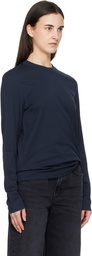 AMI Paris Navy Cotton Ami de Coeur Long Sleeves T-shirt