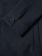 Mr P. - Camp-Collar Pinstriped Cotton and Virgin Wool-Blend Jacket - Blue