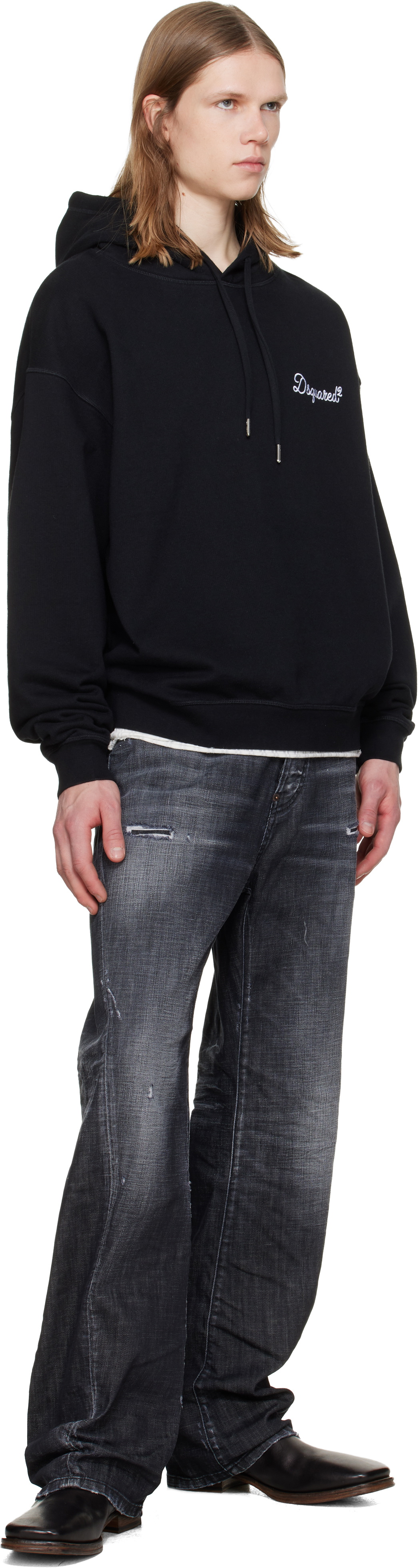 Dsquared2 Black D2 Signature Relax Fit Hoodie