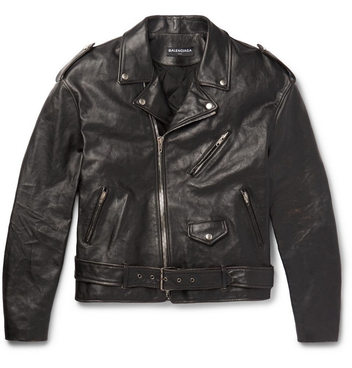 Photo: Balenciaga - Oversized Printed Leather Biker Jacket - Black
