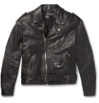 Balenciaga - Oversized Printed Leather Biker Jacket - Black