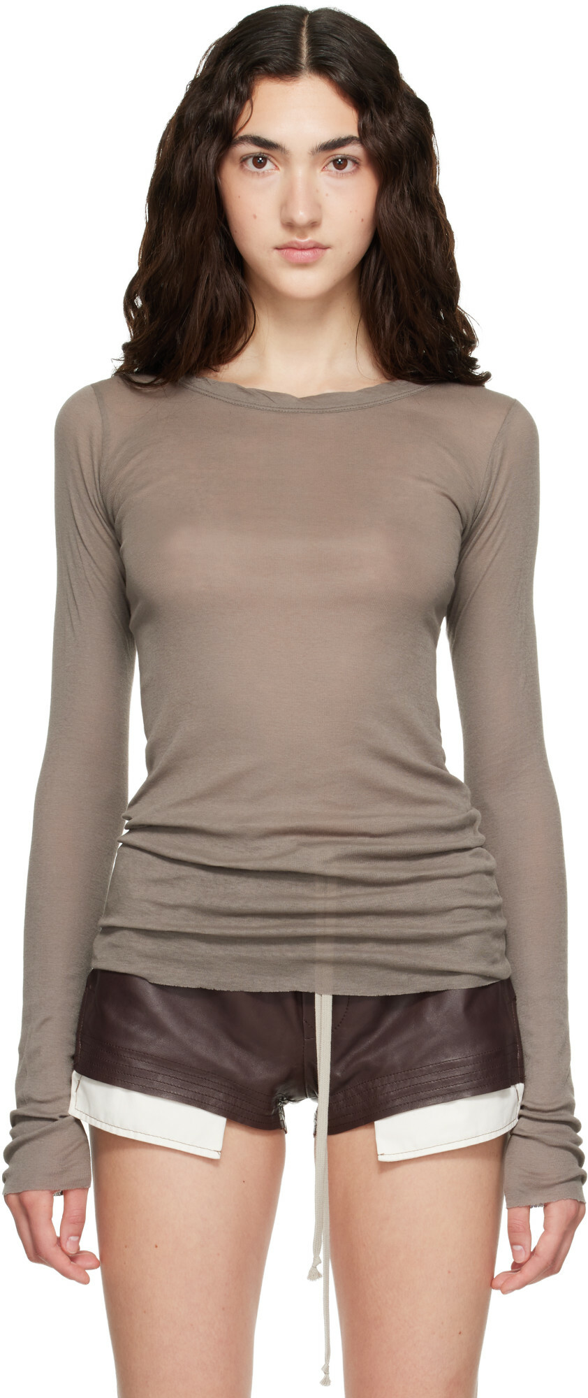 Rick Owens Gray Tower Rib LS T-shirt