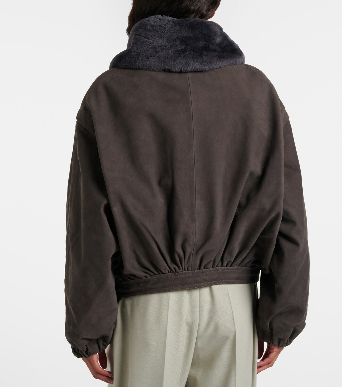 Victoria Beckham Shearling-trimmed suede blouson jacket