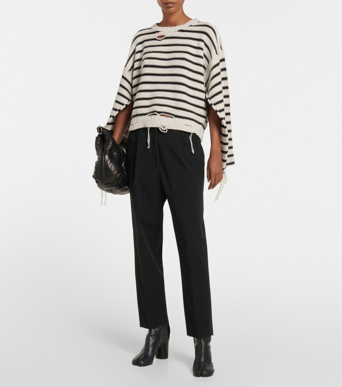 マルタンマルジェラ MM6 Maison Margiela 22SS Distressed Stripe Sweat クルーネックニット S52GP0 MM6 Maison Margiela(マルタンマルジェラ) 22SSDistressed