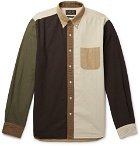 Beams Plus - Button-Down Collar Colour-Block Cotton-Seersucker Shirt - Brown