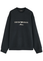 Emporio Armani Logo-embroidered Cotton-blend Sweatshirt Navy