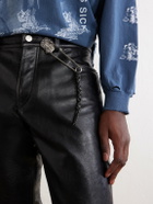 Enfants Riches Déprimés - Oversized Safety Pin Leather-Trimmed Sterling Silver Keyring
