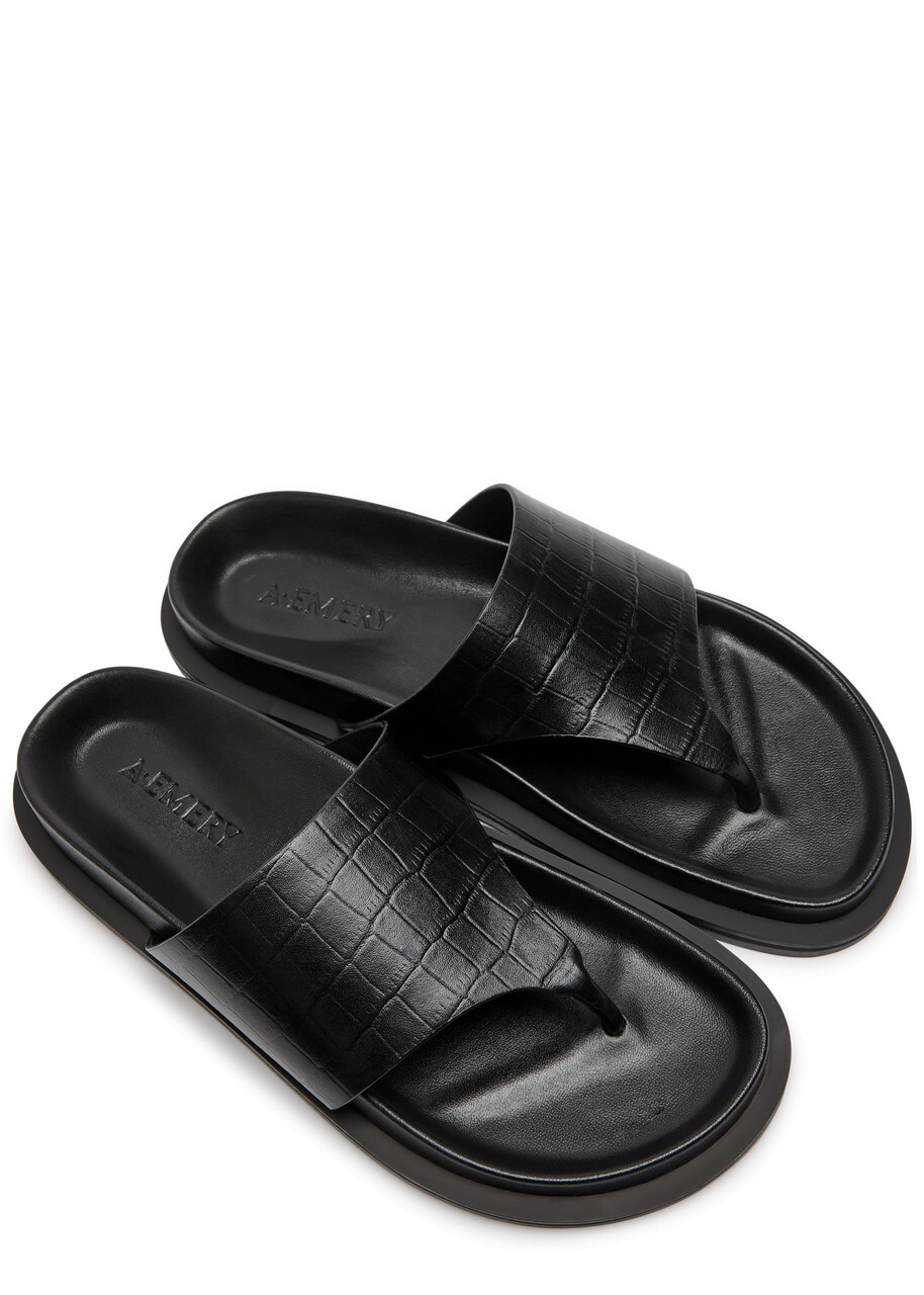 A.emery Imara Suede Flip Flops Black