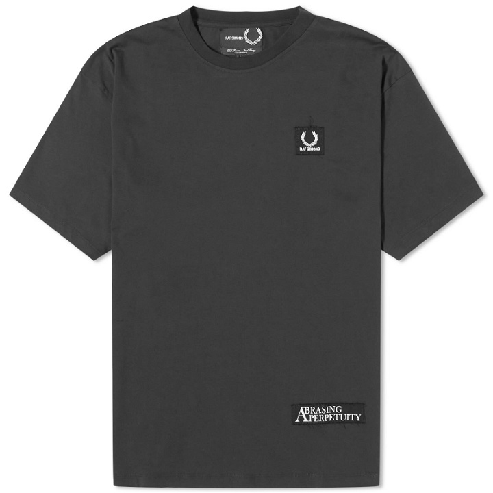 Photo: Fred Perry Men's x Raf Simons Printed Patch Relaxed T-Shirt in Black