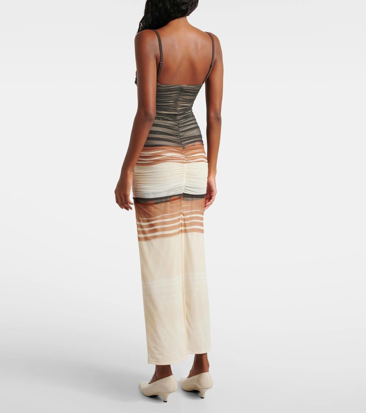 SIR Breeze striped ruched mesh midi dress SIR.