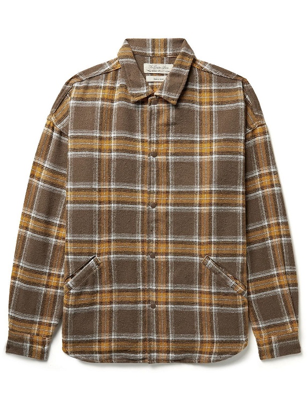 Photo: Remi Relief - Checked Slub Cotton-Blend Flannel Shirt - Brown