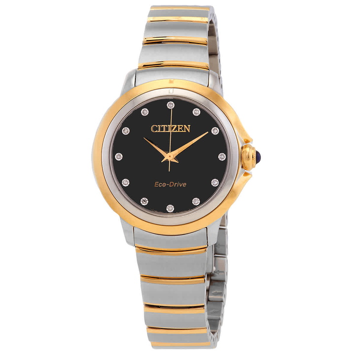 Photo: Citizen Ceci Diamond Black Dial Two-Tone Ladies Watch EM0954-50E
