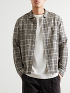 Folk - Checked Cotton and Linen-Blend Flannel Shirt - Neutrals