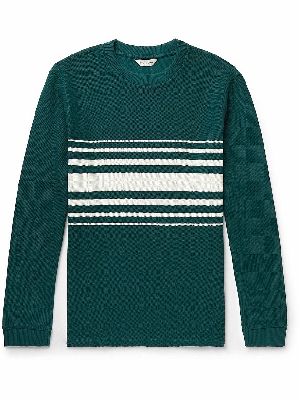 Photo: Club Monaco - Striped Cotton-Piqué Sweatshirt - Green