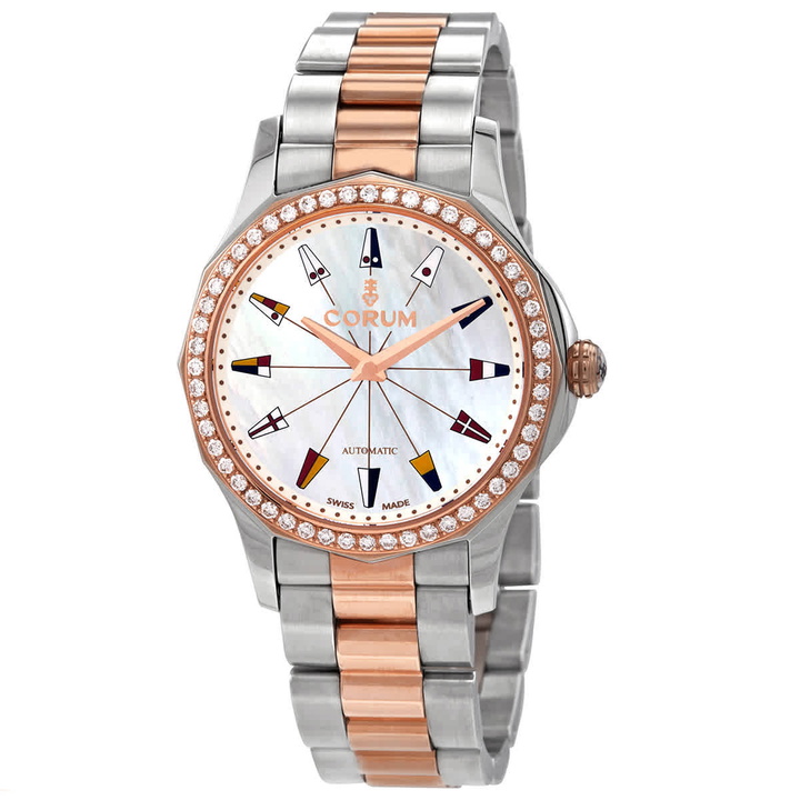 Photo: Corum Admiral Automatic Diamond Mother of Pearl Dial Ladies Watch 400.100.29/V200 PN13