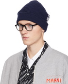 Marni Navy Mending Logo Beanie