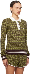 Wales Bonner Green & Brown 'The Power' Polo