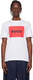 Hugo White Regular-Fit Logo-Print T-shirt