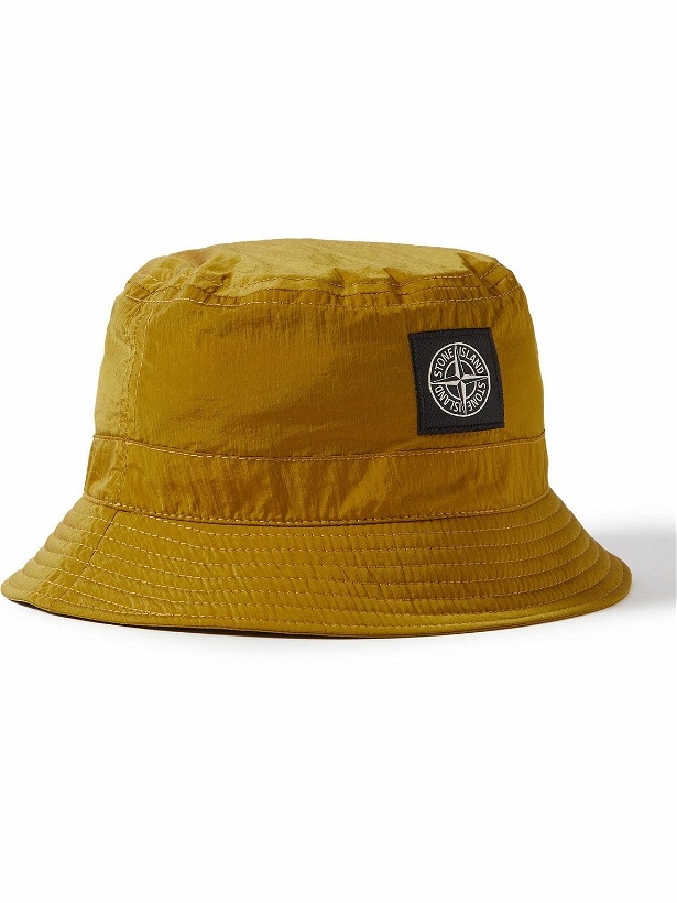 Photo: Stone Island Junior - Logo-Appliquéd Nylon Bucket Hat - Yellow