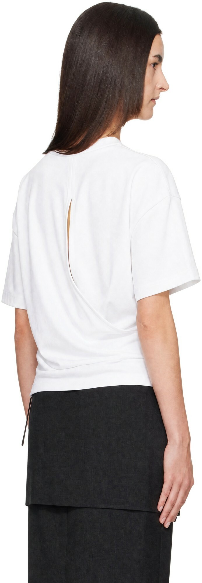St. Agni White Cotton Jersey Split Back Top