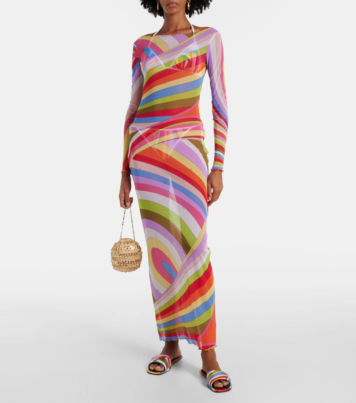 PUCCI プッチ ワンピース Iride sheer tulle maxi dress986961 Iride sheer tulle maxi dress in multicoloured - Pucci
