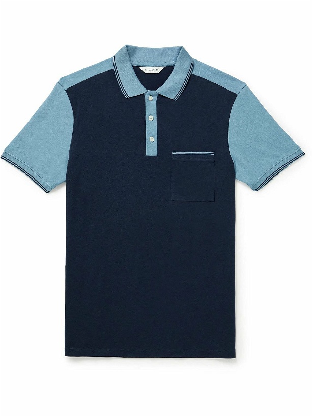 Photo: Club Monaco - Colour-Block Cotton-Blend Piqué Polo Shirt - Blue