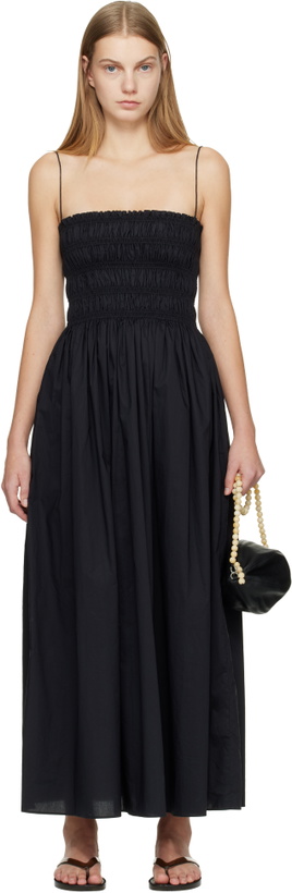 Photo: Matteau Black Shirred Bodice Midi Dress
