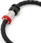 Montblanc - Braided Leather, Stainless Steel, PVD and Garnet Bracelet - Black