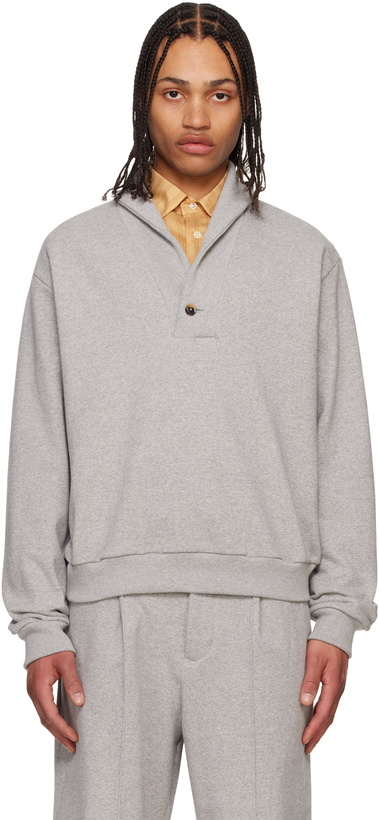 Photo: SOSHIOTSUKI Gray Shawl Collar Sweatshirt