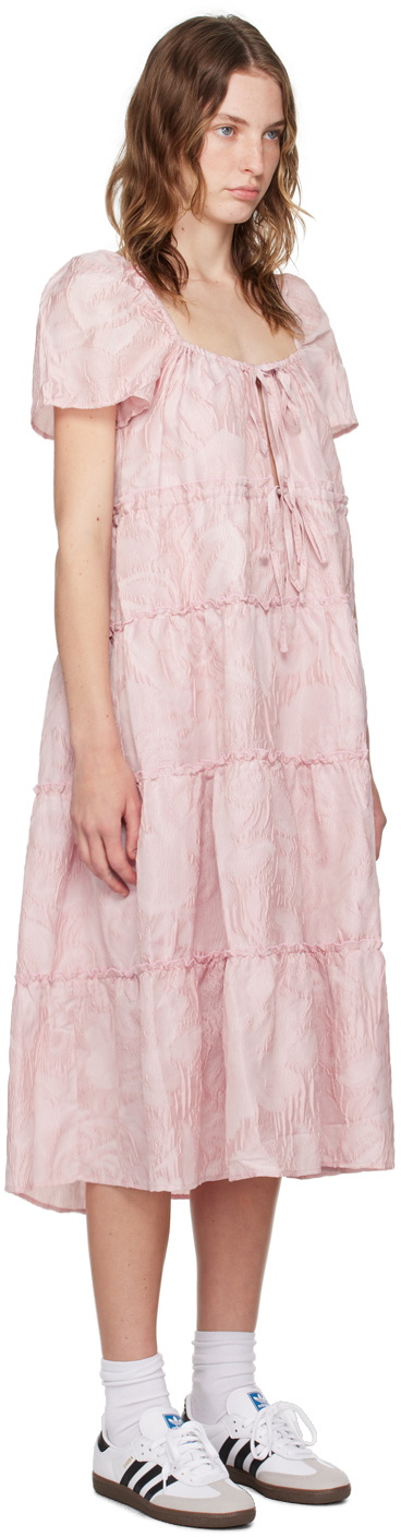 GANNI Pink Layer Midi Dress GANNI