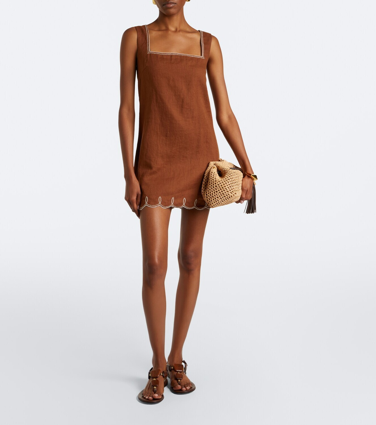 Veronica Beard Shanice scalloped linen minidress