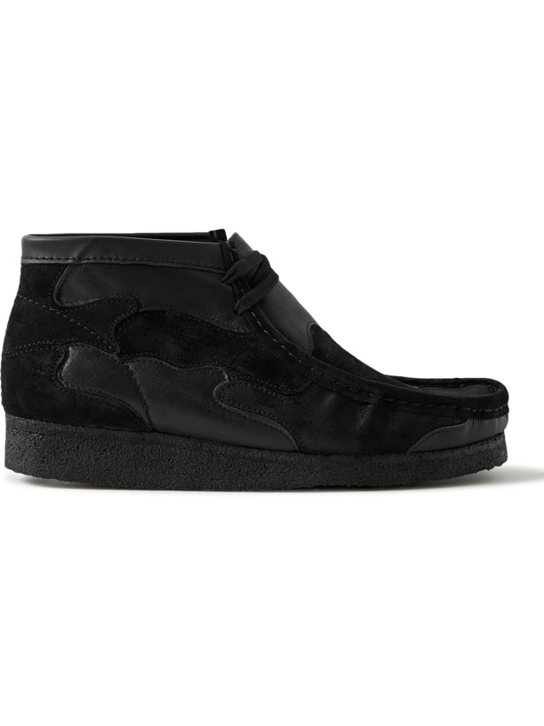 Photo: Clarks Originals - Wallabee Patchworked Leather and Suede Desert Boots - Black