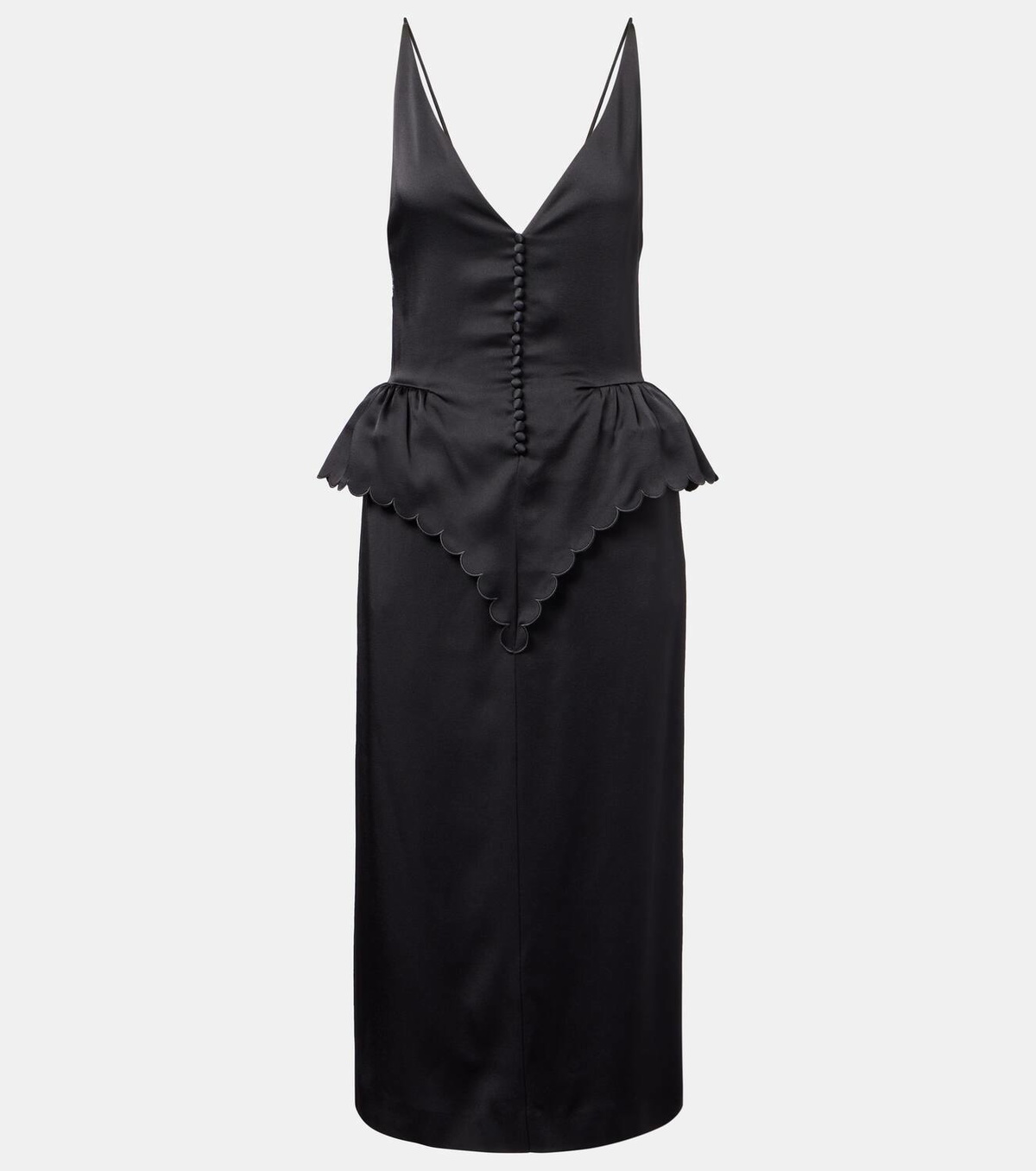 Stella McCartney Open-back peplum satin midi dress Stella McCartney