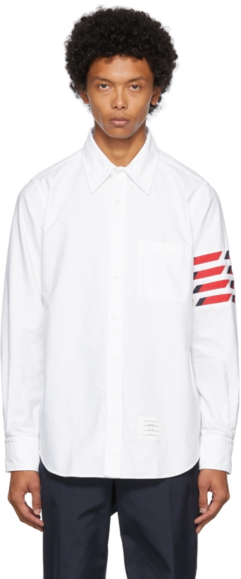 Photo: Thom Browne White Oxford Seamed 4-Bar Shirt