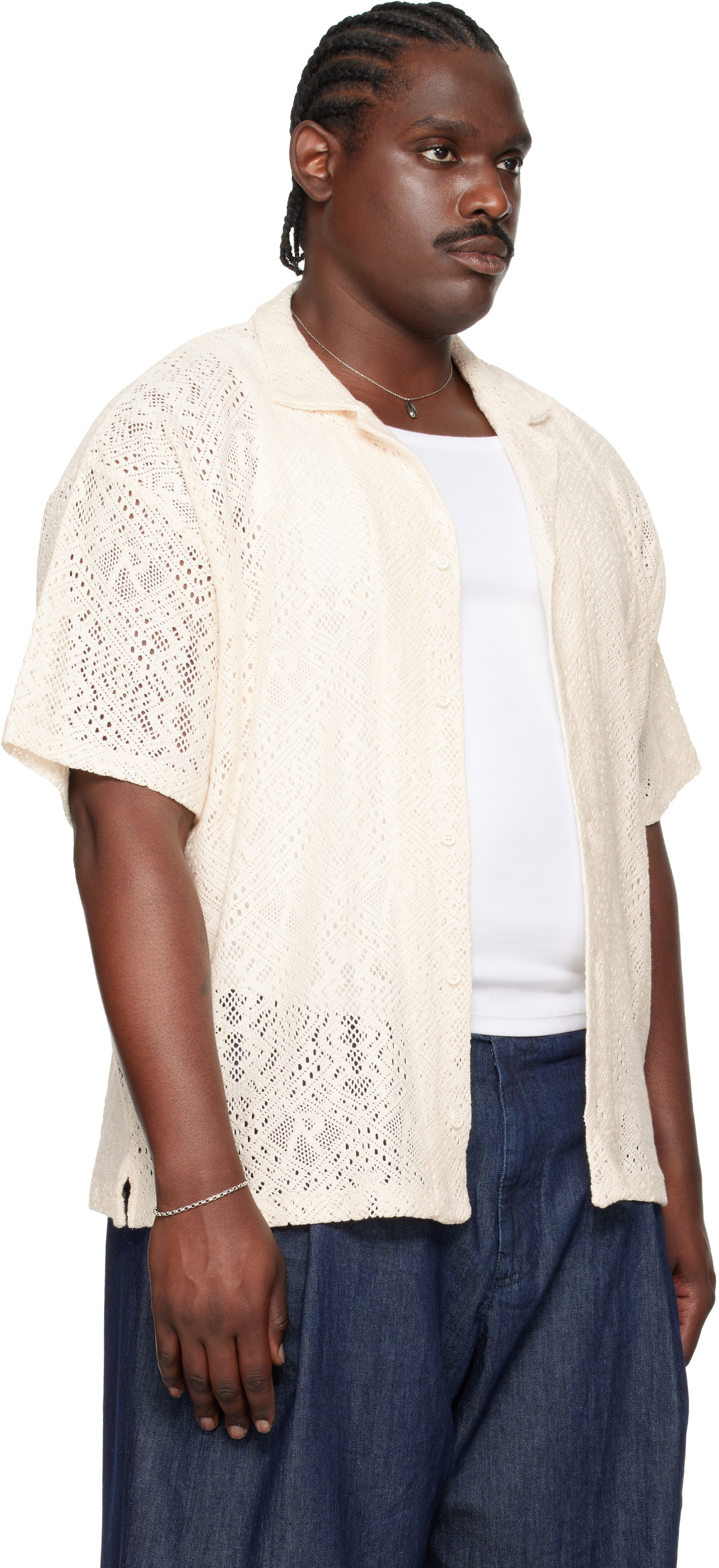 Represent Off-White All Over Crochet Shirt