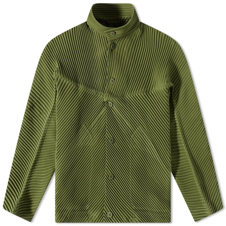Photo: Homme Plissé Issey Miyake Men's Pleated Design Jacket in Olive Green