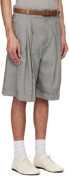 Hed Mayner Gray Pleated Shorts