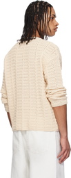 COOR Beige Cotton Crochet Pullover Knit Sweater