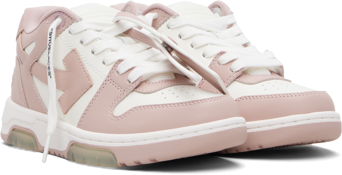 Off-White White & Pink Out Of Office Calf Leather Sneakers