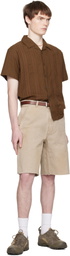 COOR Brown Guayabera Tape Half Shirt