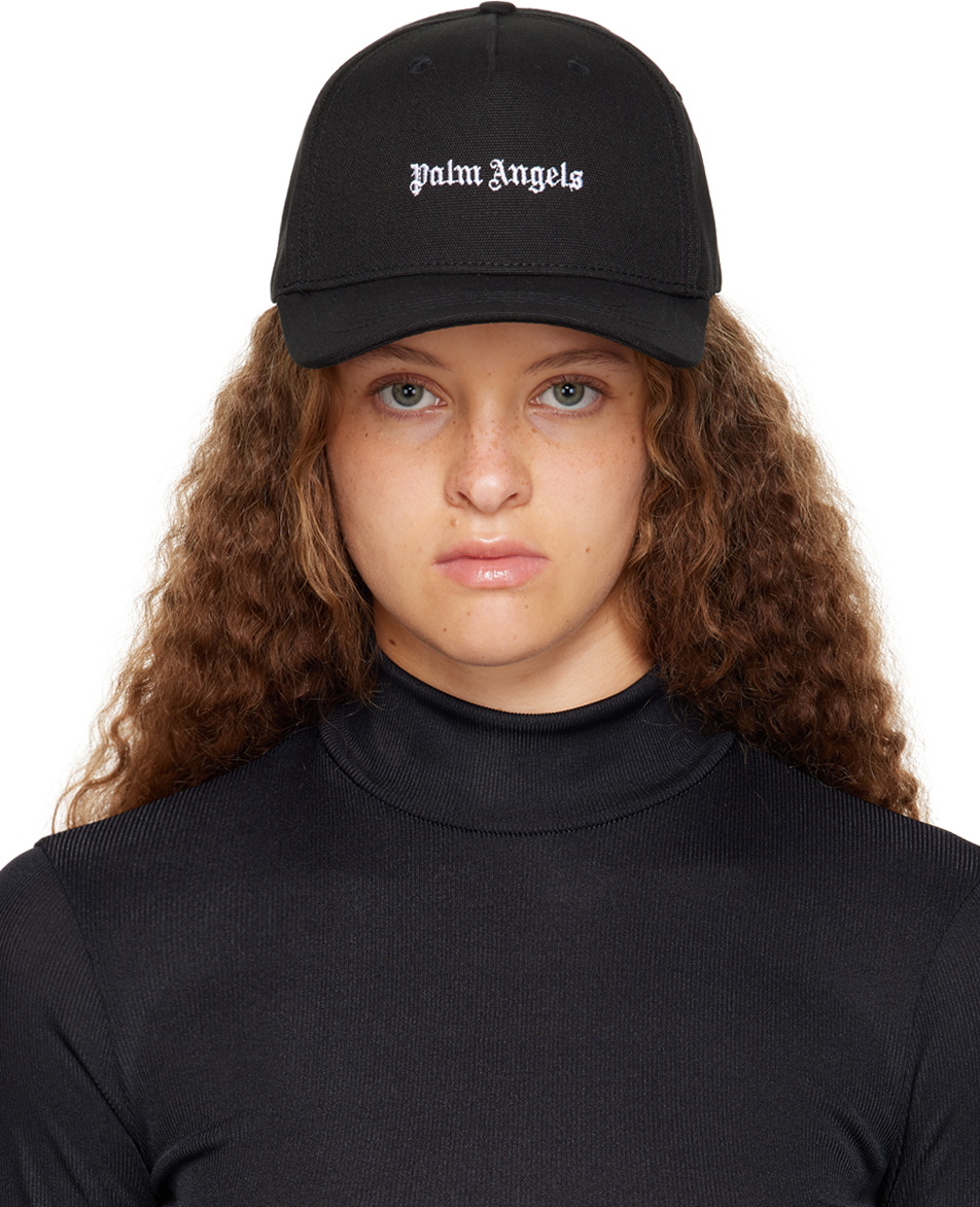 Palm Angels Black Embroidered Cap Palm Angels