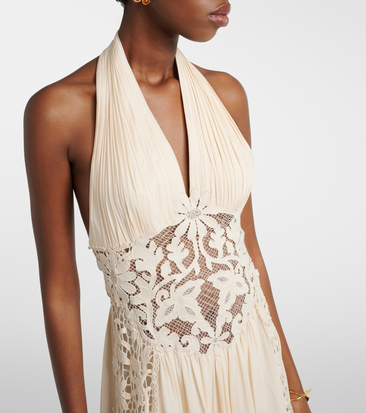 Elie Saab Georgette and macramé gown
