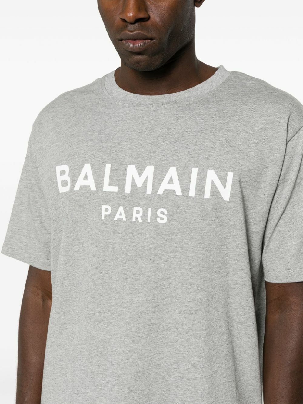 Balmain Grey Logo-Print Cotton T-Shirt Balmain