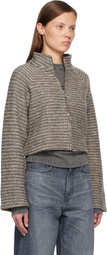 mfpen Gray Cropped Leisure Zip Up Jacket