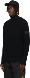 Stone Island Shadow Project Black Wool Waffle Knit Turtleneck