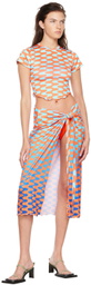 FENSI SSENSE Exclusive Orange & Blue Midi Skirt