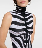 The Attico Zebra-print high-neck midi dress