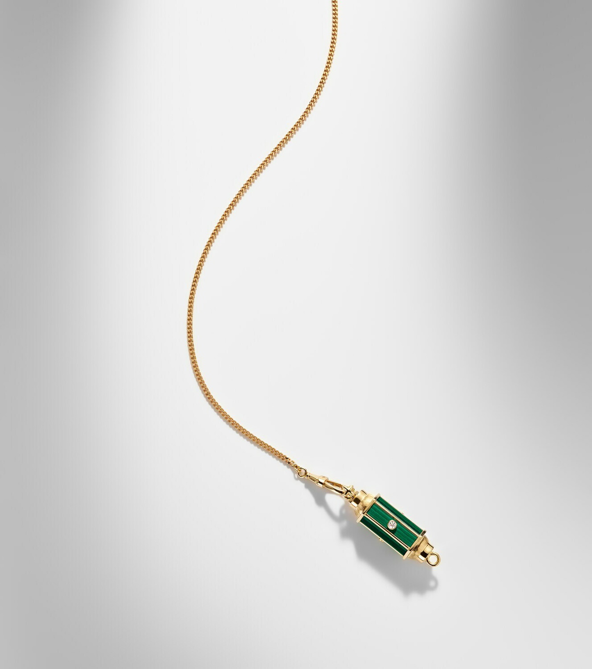 Marie Lichtenberg Baby Locket 18kt gold pendant necklace with malachite and diamonds