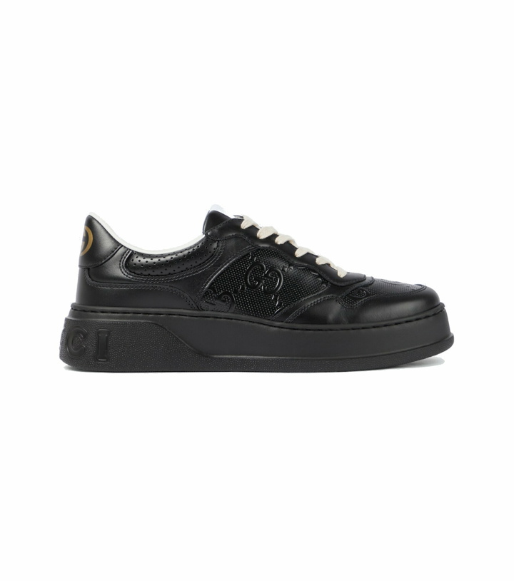 Photo: Gucci - Leather GG-embossed sneakers