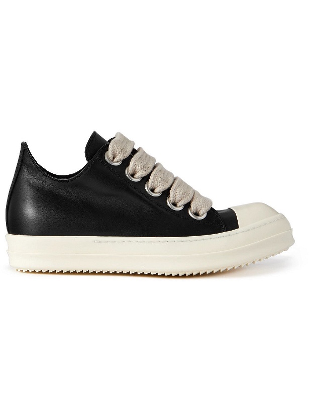 Photo: Rick Owens - Rubber-Trimmed Leather Sneakers - Black
